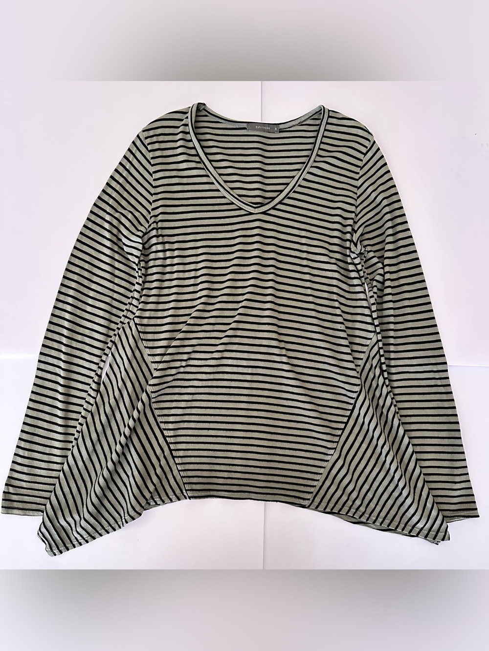 cut loose Olive & Black Striped V-Neck Long Sleeve Tee